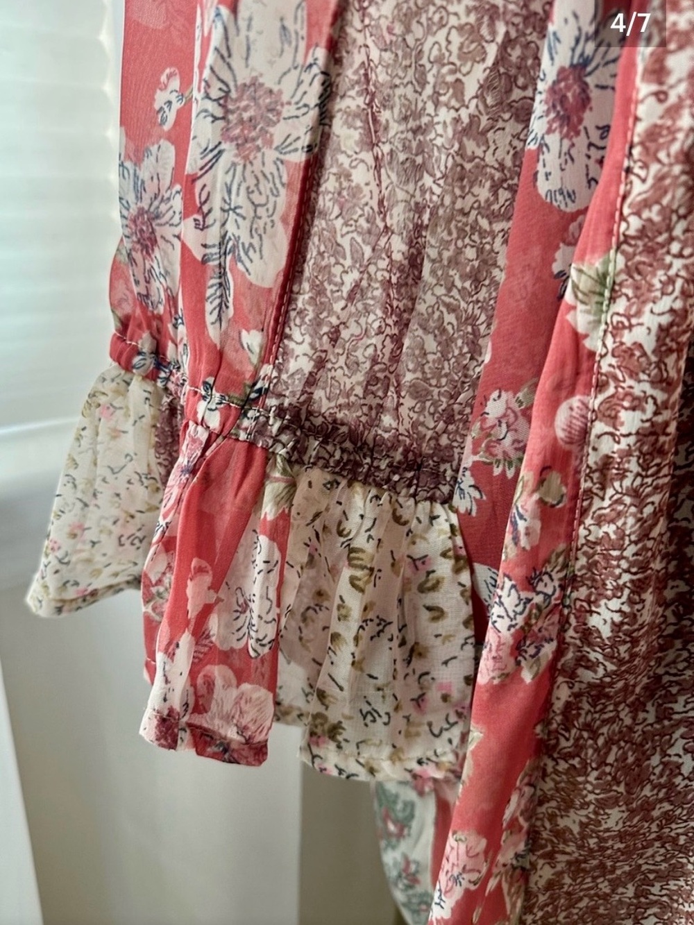 🌿🌸 Young Threads Boho Patchwork-look Floral Embroidered Blouse - Pink Multi 🌿🌸 - Picture 5 of 9